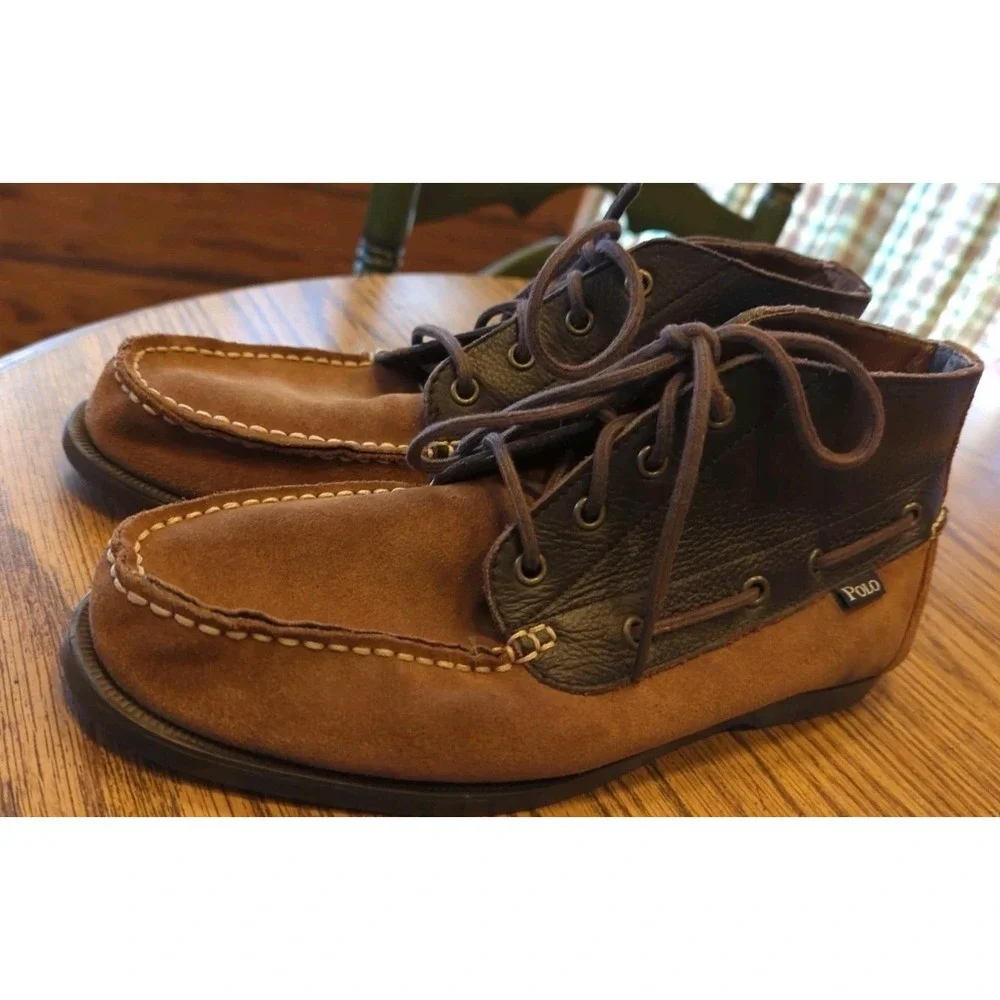 Men's Polo Ralph Lauren‎ Barx Chukka 2-Tone 4eye Ankle Boots Size 9 D